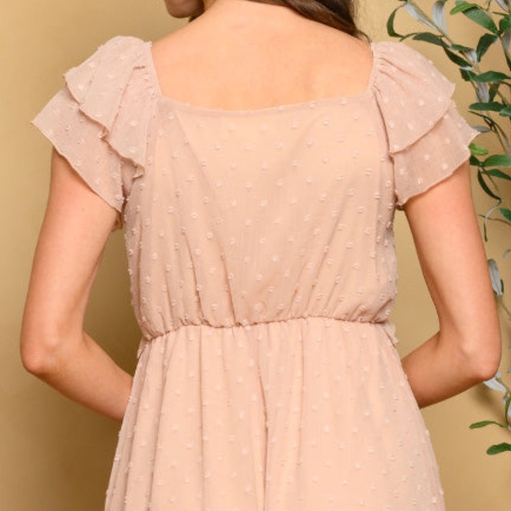 Swiss Dot Tan Maxi Dress - Picture 6 of 12